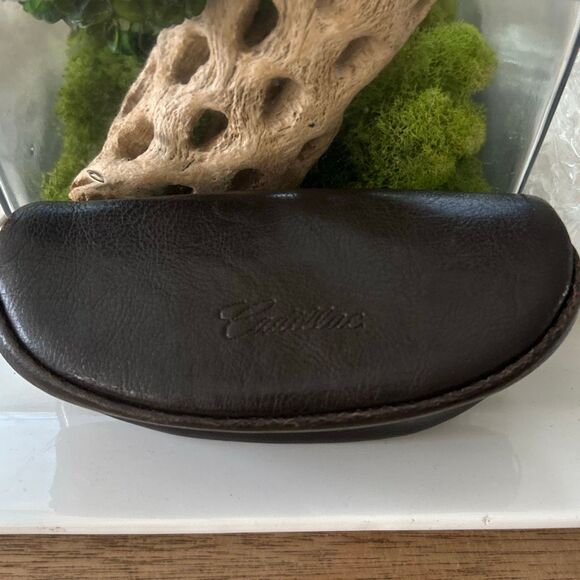 Cadillac brown leather eyeglass sunglass case - Picture 1 of 5